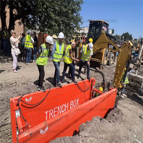 中国Lianggong型枠製造カスタマイズされた調整可能なスチールトレンチシールド掘削および道路建設用支保工トレンチボックス